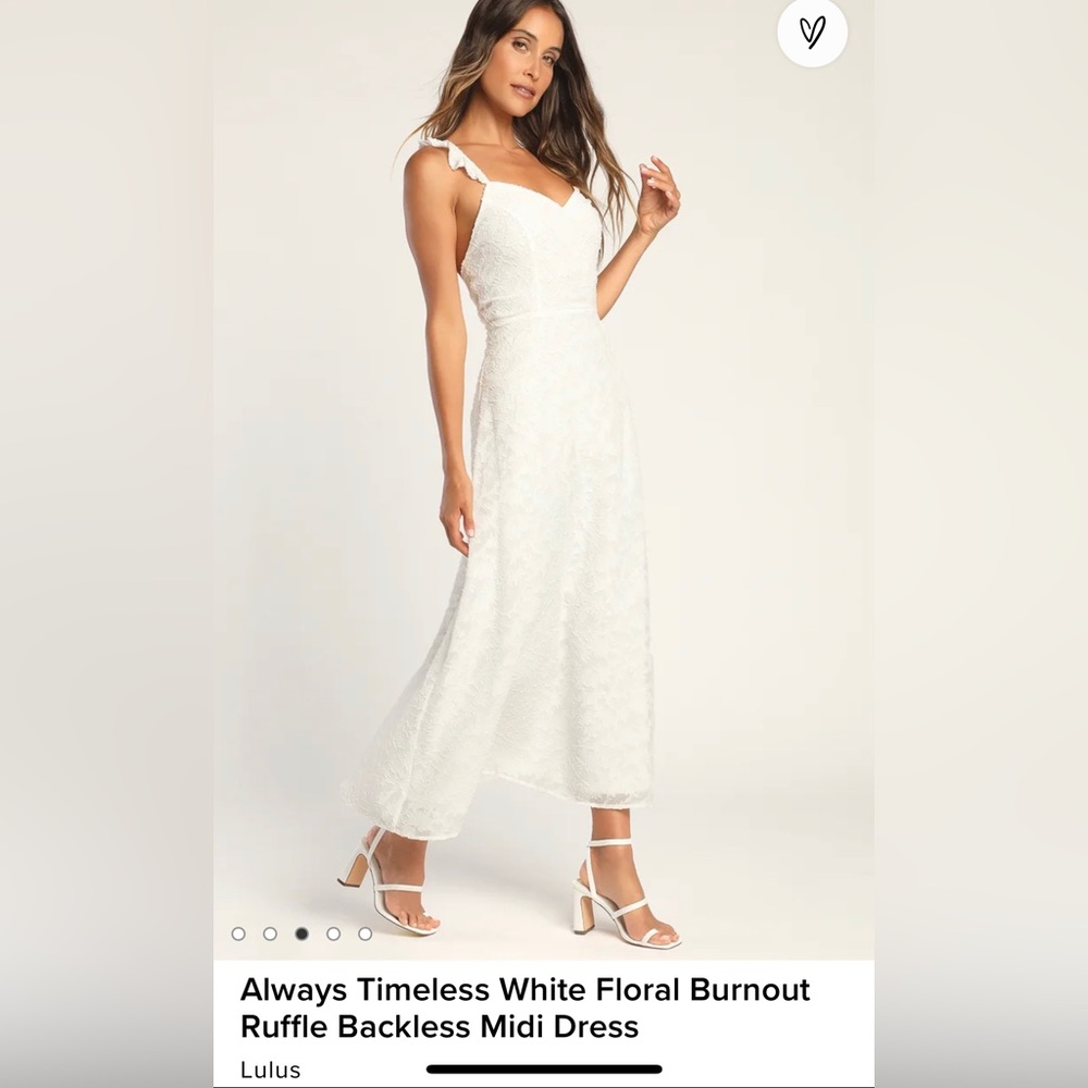 NWT Always Timeless White Floral Burnout Ruffle Backless MIDI Dress